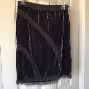 Worth Collection deep brown velvet knee length silk skirt